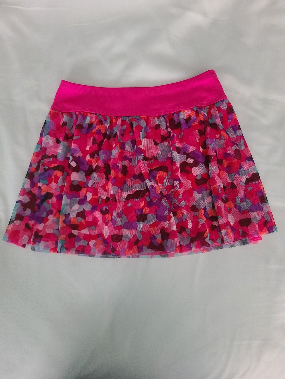 adidas Pink Multicolor Tulle Skort With Shorts Under Girls Size 5
